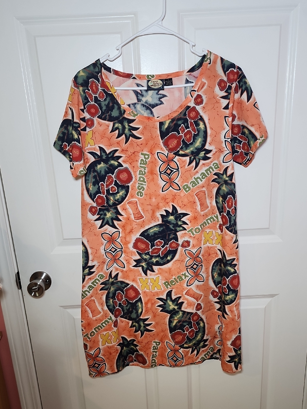 Tommy Bahama Peach Tropical Pineapple Print Mini Dress